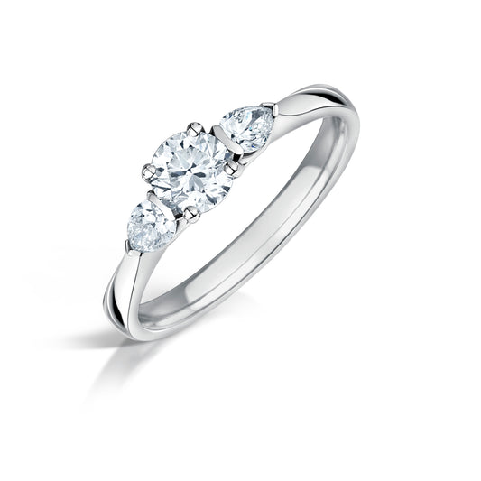 Round & Pear Shaped Diamond Trilogy Ring