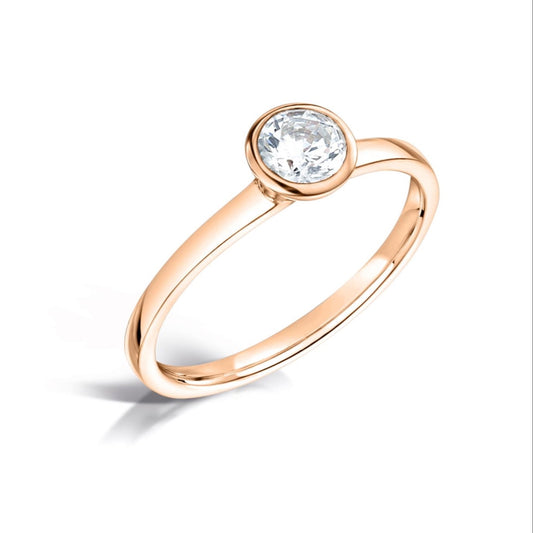 Bezel Set Engagement Ring in Rose Gold