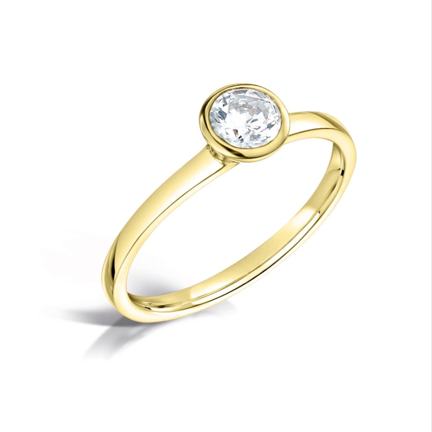 Bezel Set Engagement Ring in Yellow Gold