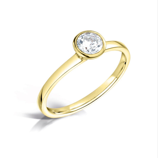 Bezel Set Engagement Ring in Yellow Gold