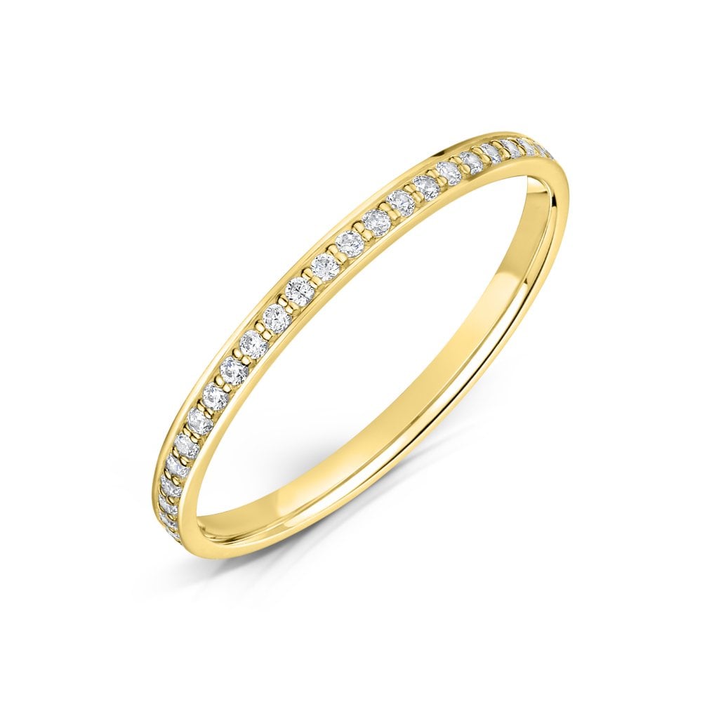 1.5mm Yellow Gold Grain Set Eternity Ring 