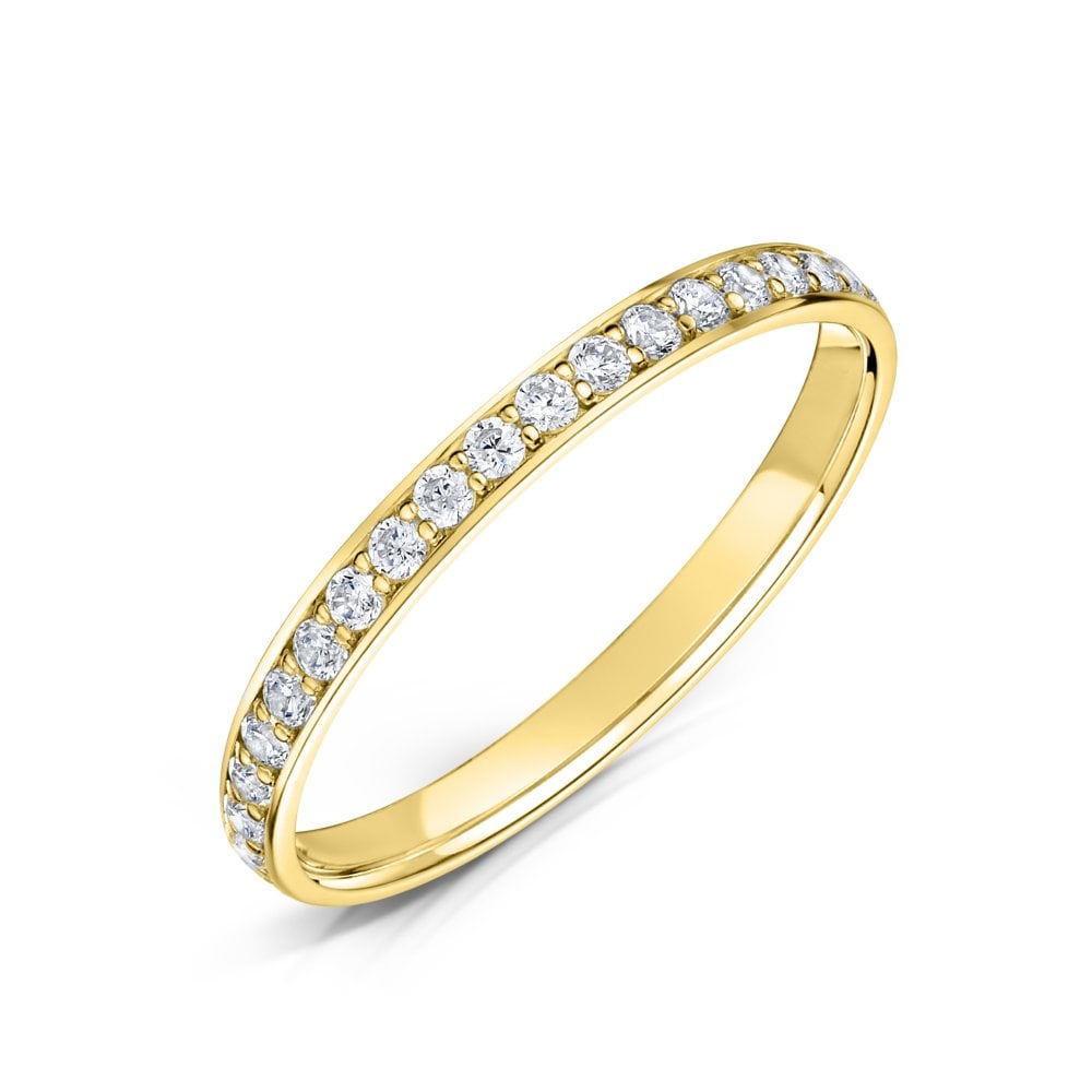 2.0mm Yellow Gold Grain Set Eternity Ring 