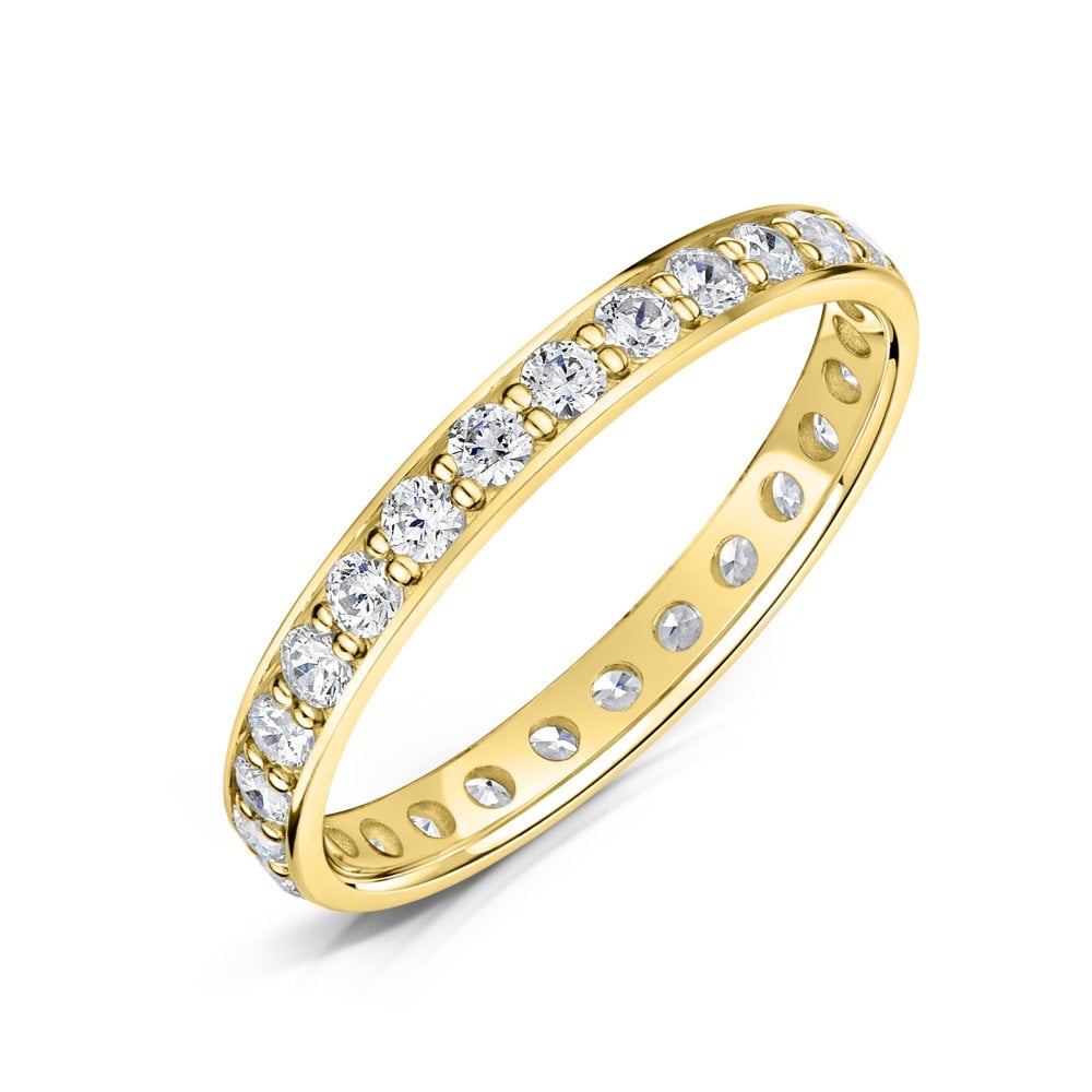 2.0mm Yellow Gold Grain Set Eternity Ring 