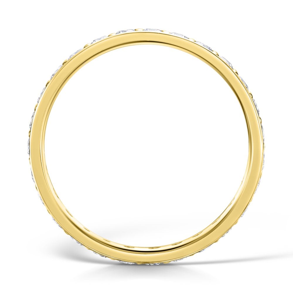 2.0mm Yellow Gold Grain Set Eternity Ring Side View