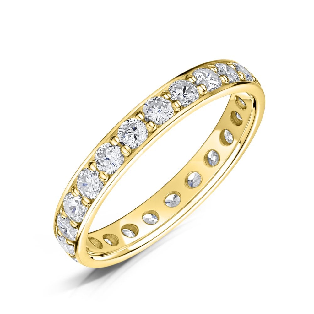 3.0mm Yellow Gold Grain Set Eternity Ring 