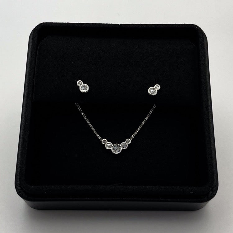 Rose Cut Diamond Earrings with matching Rose Cut Diamond necklace