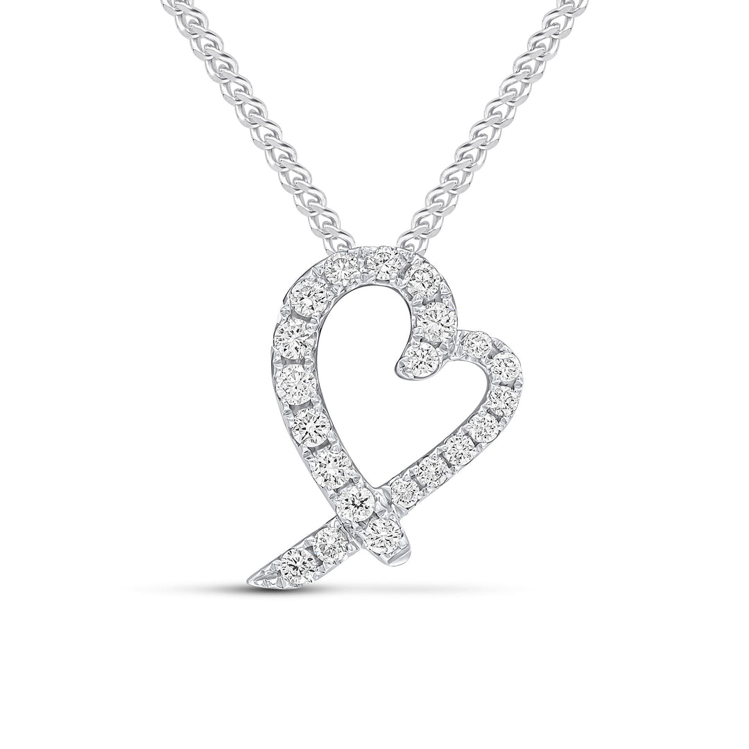 Diamond Heart Slider Pendant on adjustable chain.