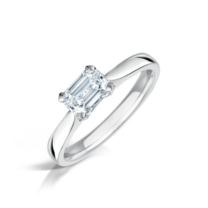 Horizontal Emerald Cut Diamond Solitaire 