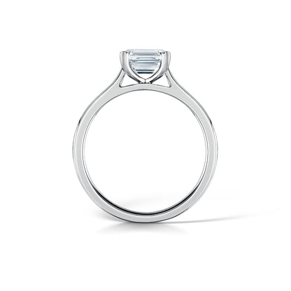 Horizontal Emerald Cut Diamond Solitaire Side