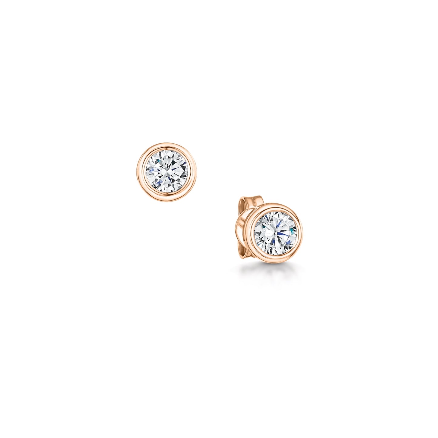 Rose Gold Diamond Earrings with Bezel Setting