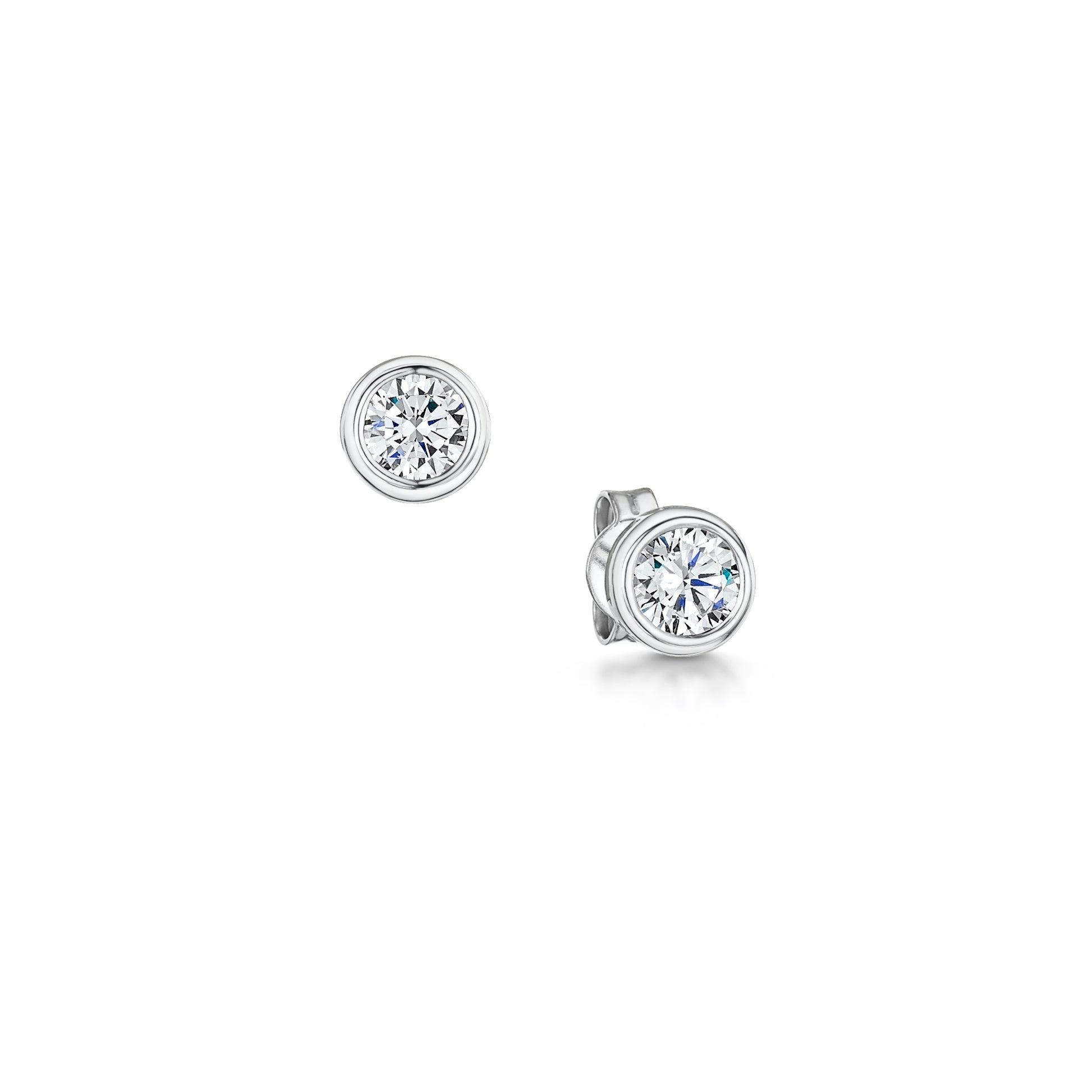 Platinum Diamond Earrings with Bezel Setting