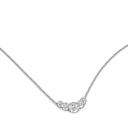 Rose Cut Diamond Necklace in Platinum lying flat