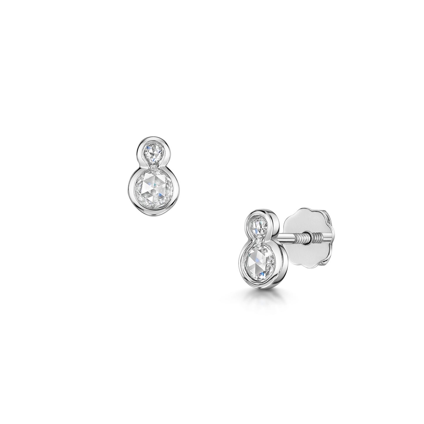 Rose Cut Diamond Earrings  in Platinum with screw fittings