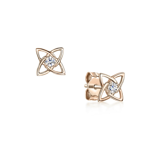 Rose Gold Diamond Star Earrings with round natural diamond