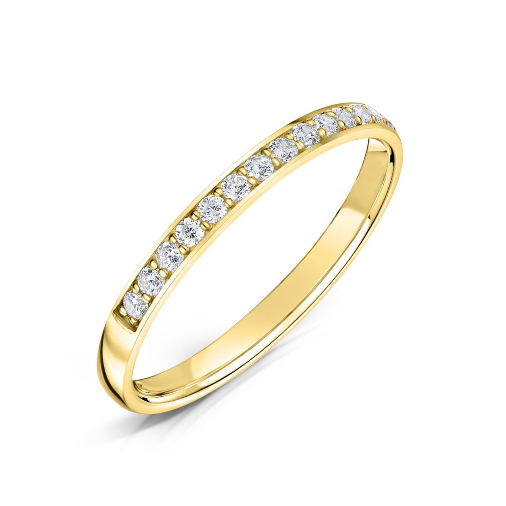 2.0mm Yellow Gold Grain Set Half Eternity Ring 