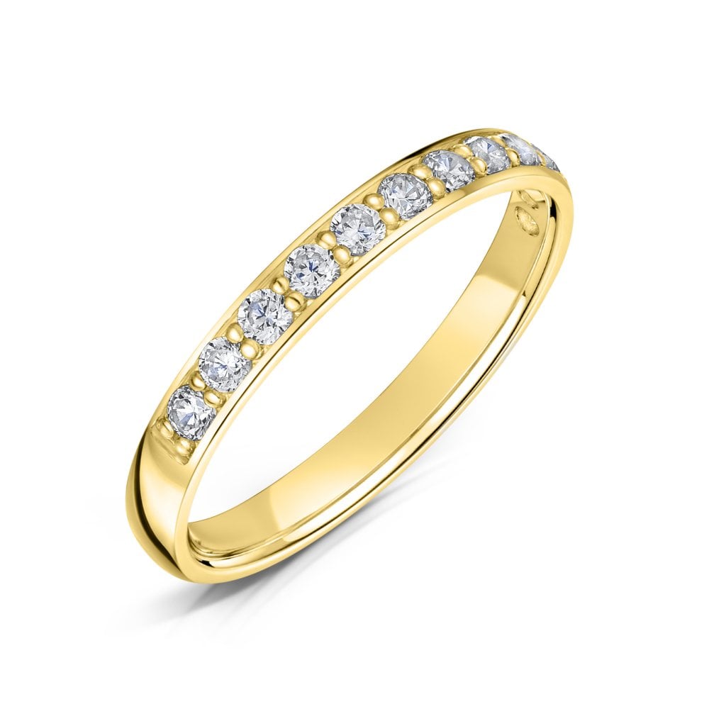 2.5mm Yellow Gold Grain Set Half Eternity Ring 