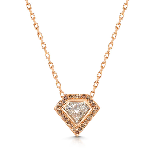 Shield Shaped Diamond Rose Gold Necklace