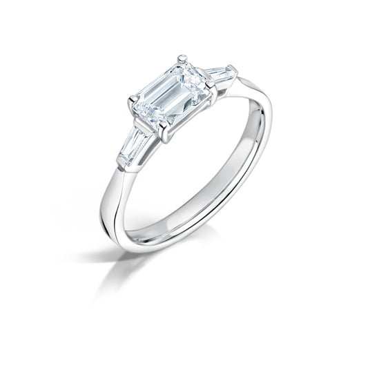 Emerald Cut Diamond Trilogy Ring