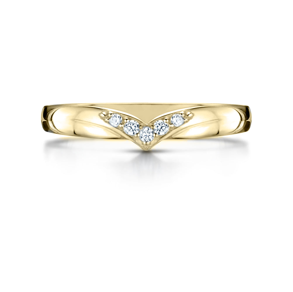 Ladies Diamond Set Shaped Wedding in Yellow Gold