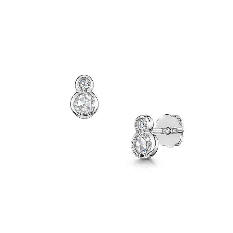 Rose Cut Diamond Earrings in Platinum with screw fittings