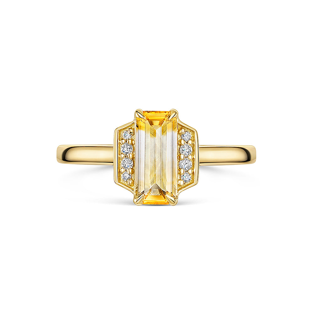 Yellow & White Parti Sapphire Ring in 18ct Yellow Gold 