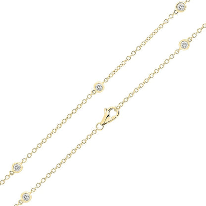 18ct Yellow Gold Diamond Station Necklace showing clasp