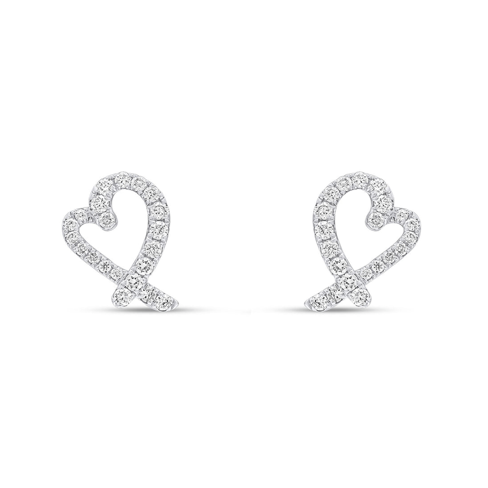 White Gold Heart Earrings with diamonds.