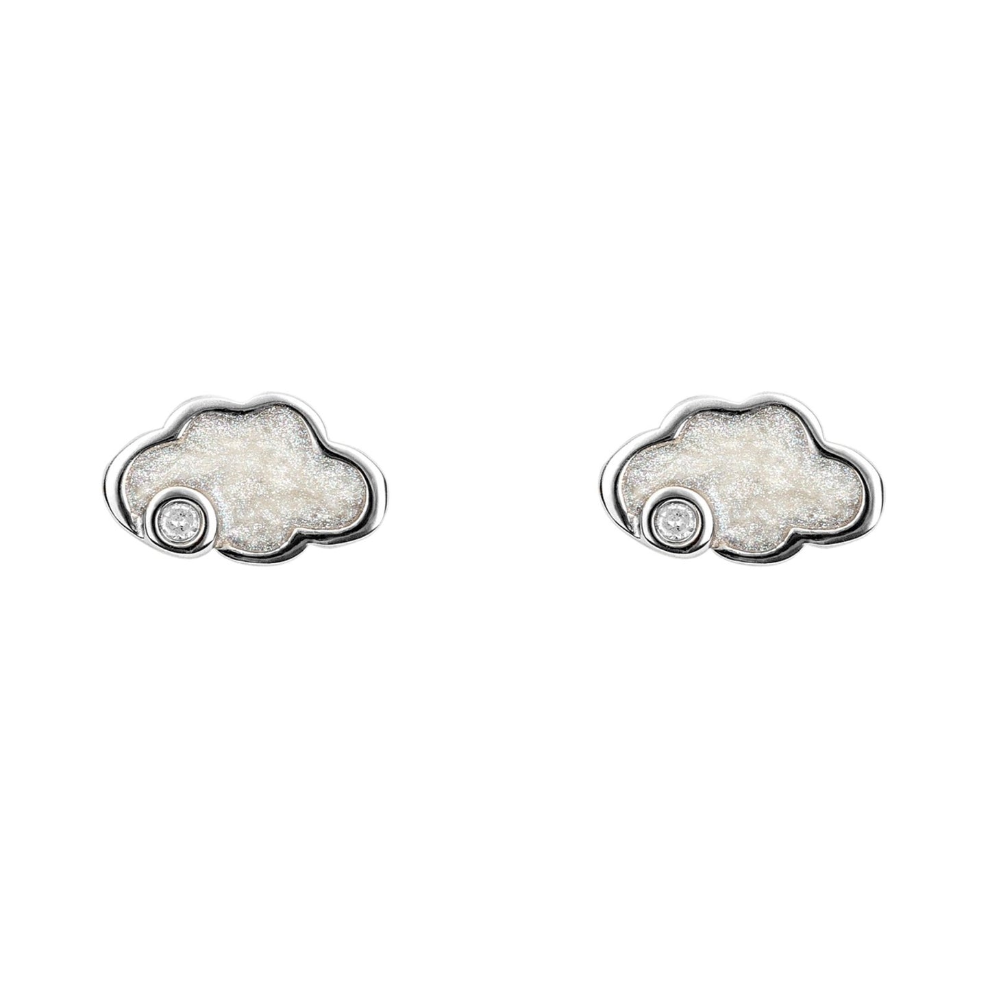 Silver Enamel Diamond Cloud Children's Earrings