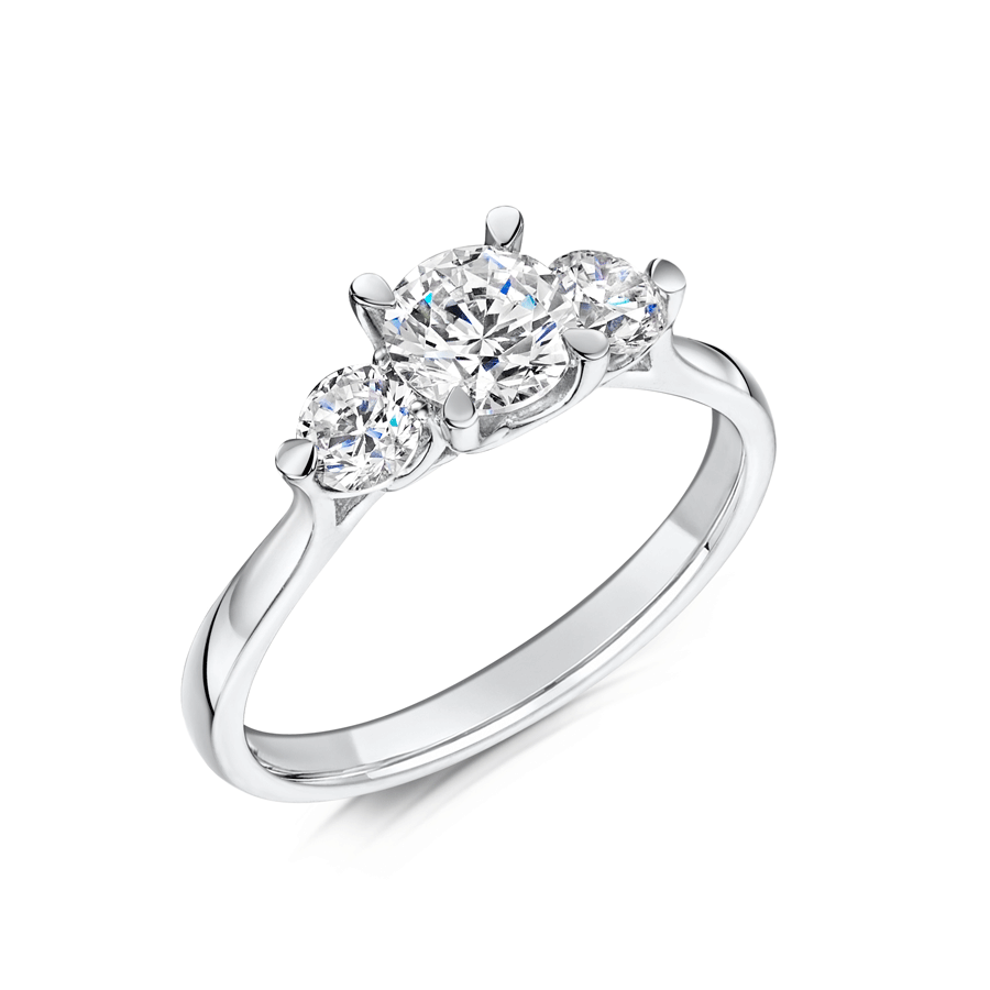 Unusual Diamond Three Stone Engagement Ring