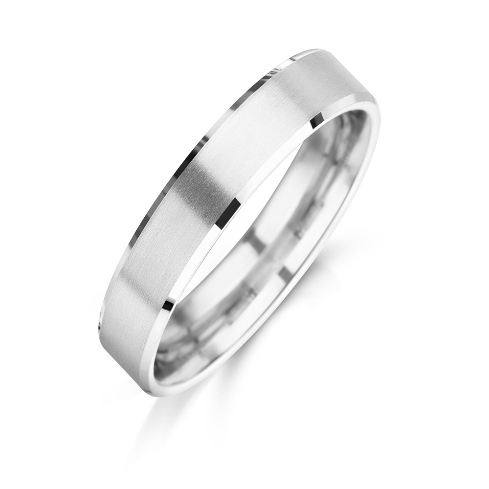 Mens Modern Platinum Wedding Ring - 4mm Wide