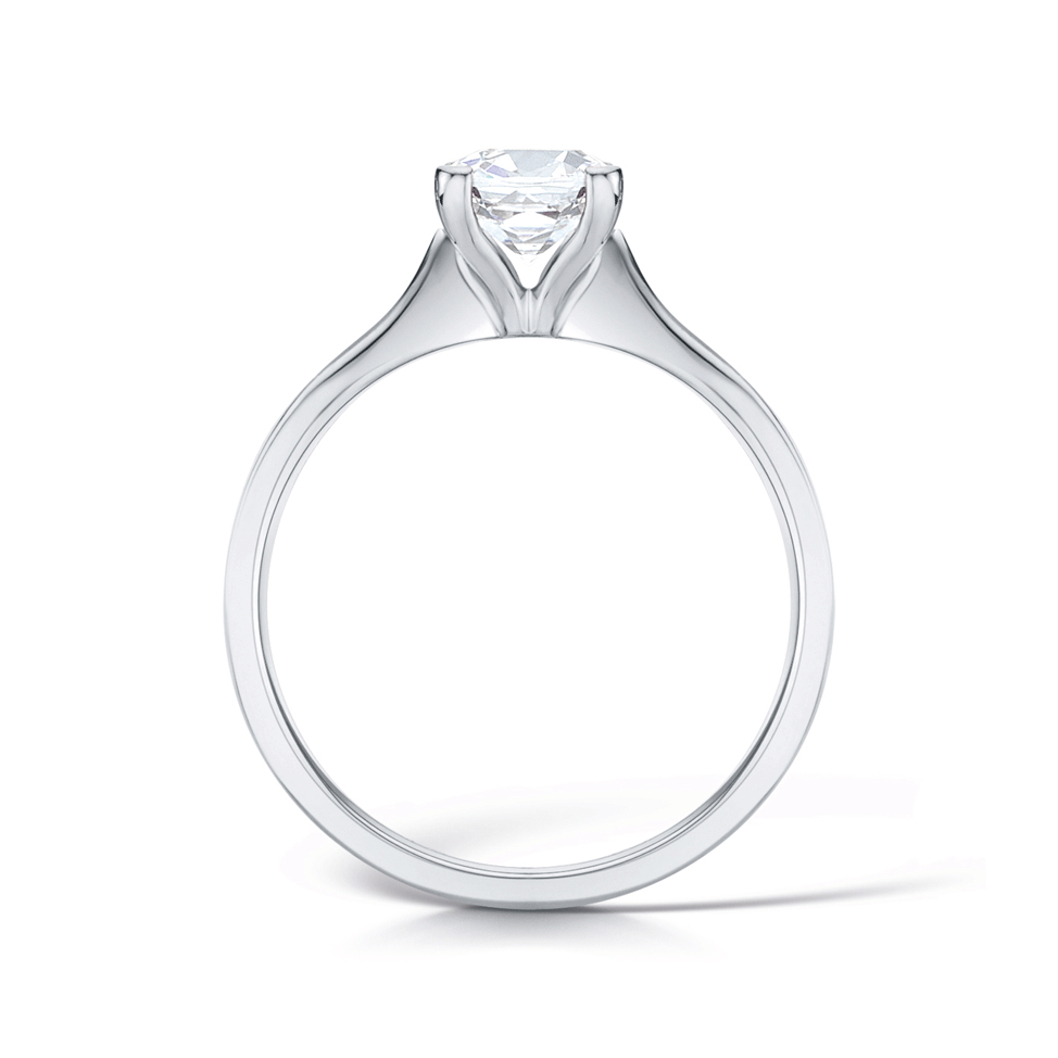 Cushion Cut Diamond Engagement Ring side view of open setting.
